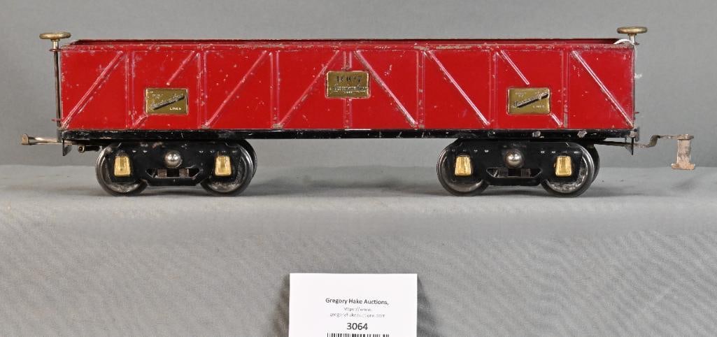 American Flyer Prewar Wide Gauge 4007 Maroon Gondola: American Flyer Wide Gauge 4007 Maroon Gondola, C6.