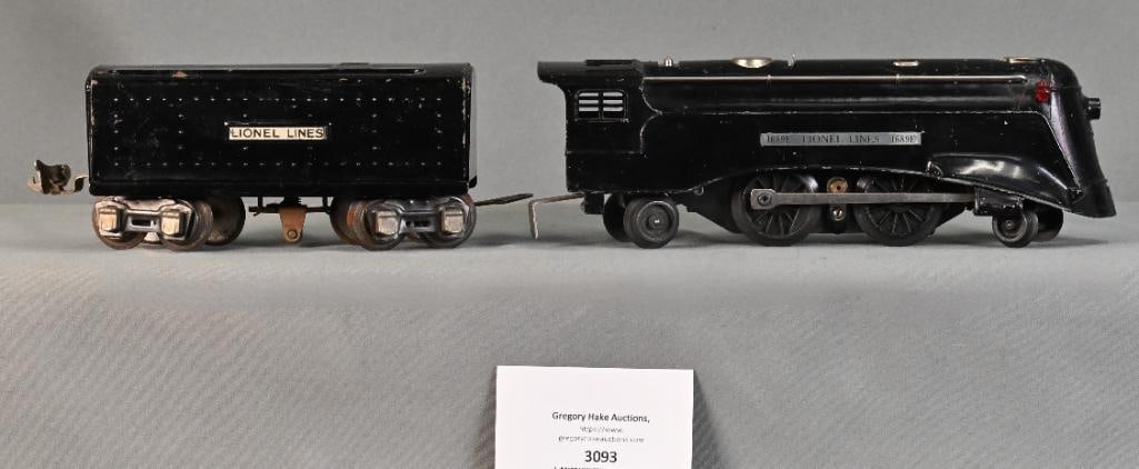 Lionel Prewar O Gauge Black 1689E Steam Locomtive and Whistle Tender: Lionel Prewar O Gauge Black 1689E Steam Locomtive and Whistle Tender, C6/7.