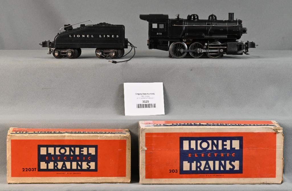 Very Nice Lionel Prewar O Gauge "Small" 203 Steam Loco Switcher & 2203T Tender w/ Orig. Boxes (1 of 6)