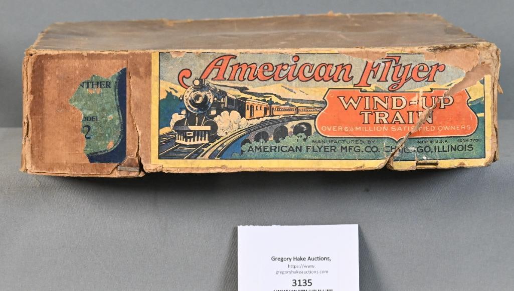 American Flyer Prewar O Gauge 16 Black CI Clockwork Steam Loco Boxed Passenger Set (1 of 8)