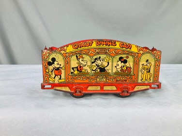 Lionel Prewar O Gauge Circus Dining Car from 1935 #1536 Mickey Mouse Circus Set