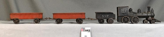 Prewar Floor Die-Cast and Pressed Steel Steam Freight Train