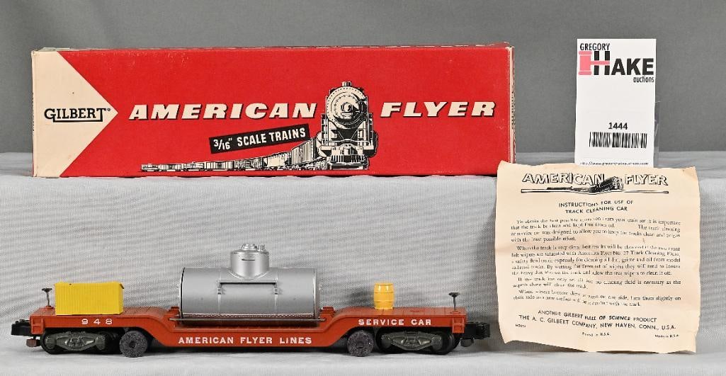 American Flyer 948 Track Cleaning Car w/ OB: American Flyer 948 Track Cleaning Car w/ OB, C8. Includes instruction sheet.