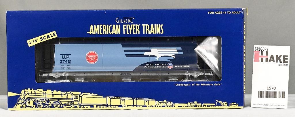 American Flyer 6-48641 MP/UP Cylindrical 3-Bay Hopper w/ OB: American Flyer 6-48641 MP/UP Cylindrical 3-Bay Hopper w/ OB, C9.
