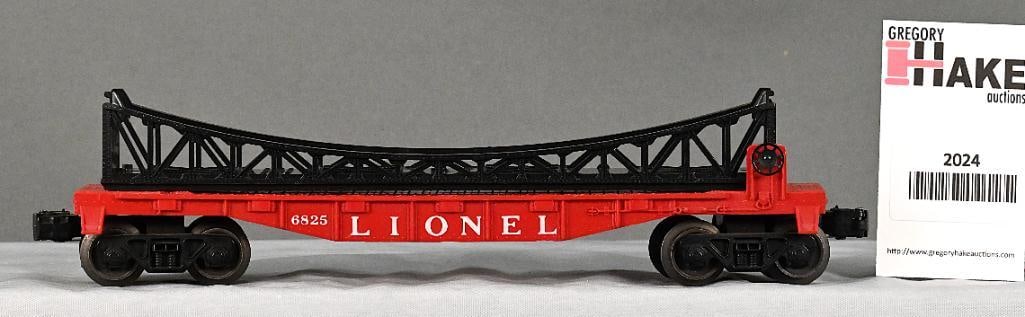 Lionel Postwar 6825 Flatcar w/ Black Trestle Bridge: Lionel Postwar 6825 Flatcar w/ Black Trestle Bridge, C8.