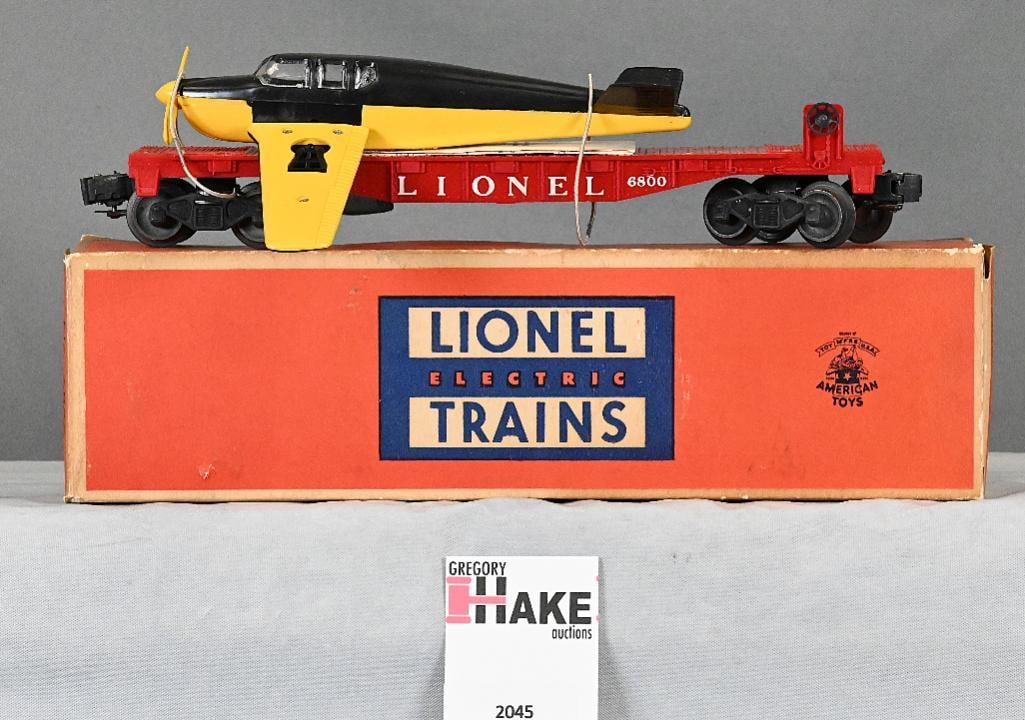 Lionel Postwar Flatcar w/ Black over Yellow Airplane w/ OB (1 of 6)