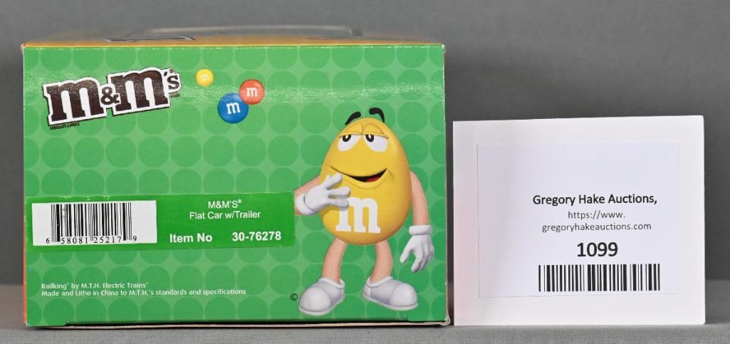 MTH 30-76278 M&M's Flatcar w/ Trailer & OB: MTH 30-76278 M&M's Flatcar w/ Trailer & OB, C10