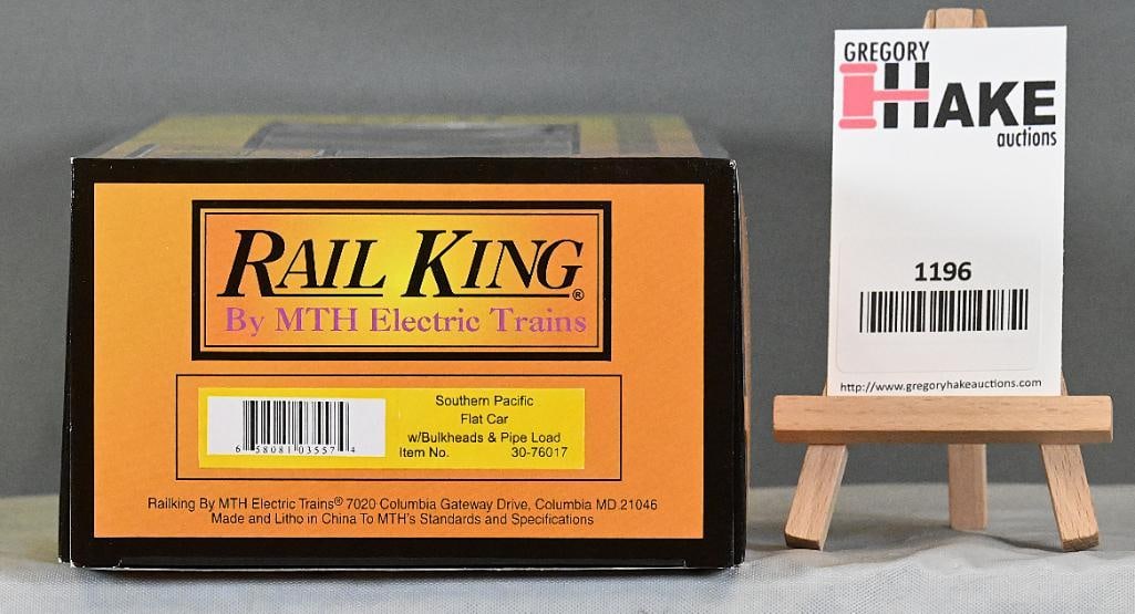 MTH 30-76017 Southern Pacific Flatcar w/ Bulkheads and Pipe Load & OB (1 of 2)