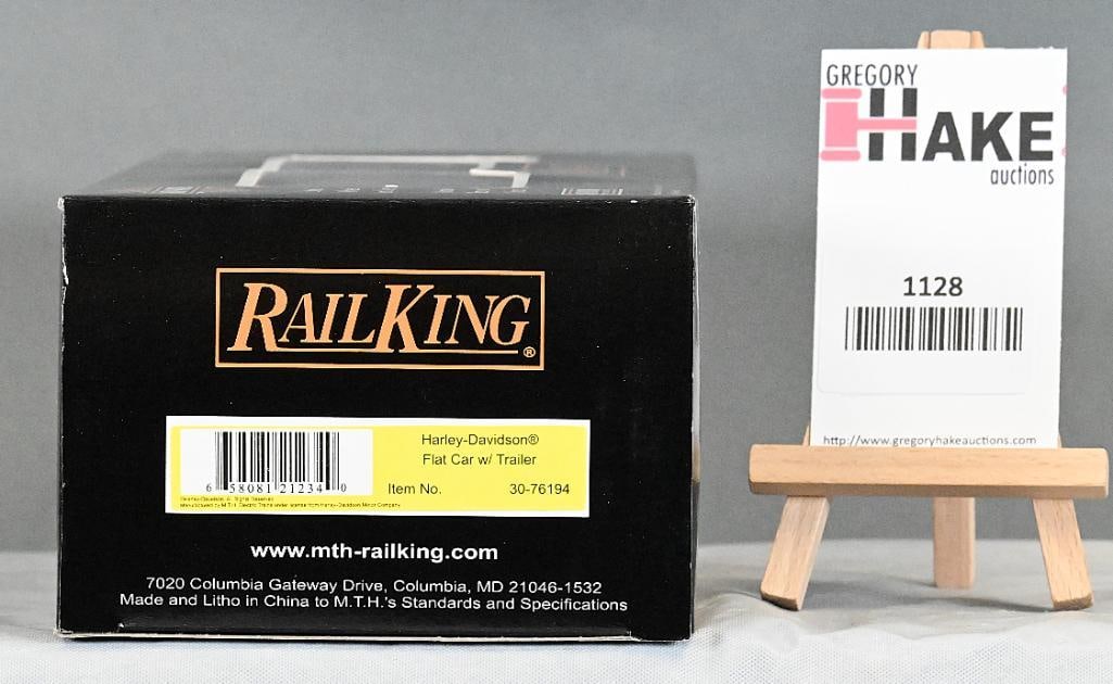 MTH 30-76194 Harley-Davidson Flatcar w/ Trailer & OB (1 of 2)