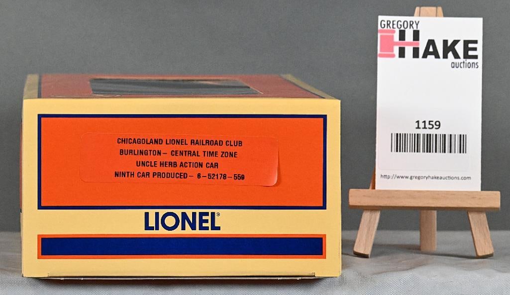 Lionel LTI 6-52178-558 Chicagoland LRC Uncle Herb car #9 w/ OB: Lionel LTI 6-52178-558 Chicagoland Lionel Railroad Club Burlington - Central Time Zone Uncle Herb Action Car - Ninth Car Produced w/ OB, C10