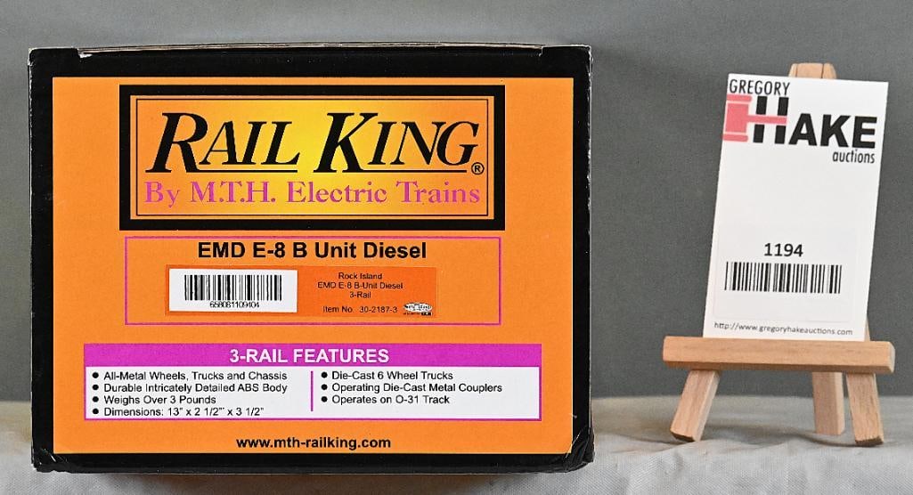 MTH 30-2187-3 Rock Island EMD E8 Non-Powered B Unit Diesel Locomotive w/ OB (1 of 4)