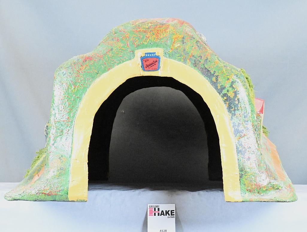 American Flyer Wide Gauge Tunnel: American Flyer Wide Gauge Tunnel.Paint appears to be original with some lichen added, C6.