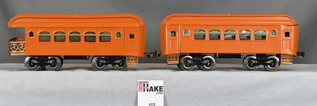 Lionel Prewar Standard Gauge #35 & #36 Restored Passenger Cars: Lionel Prewar Standard Gauge #35 & #36 Restored Passenger Cars, C7/8. Lettering is light.