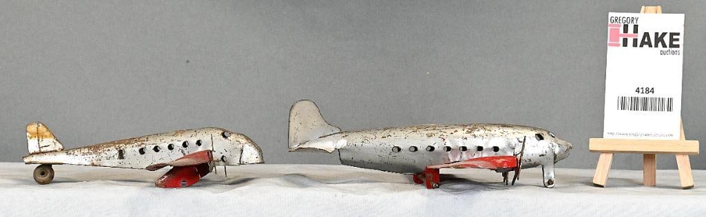Two Pressed Steel Airplanes 6-7 inches in length: Two Pressed Steel Airplanes 6-7 inches in length, C6.