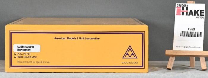 American Models 2 unit locomotive Burlington U25b AC highrail w/OB