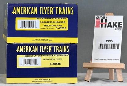 American Flyer 48538 Hoods flatcar with milk containers, 48285 Southern California S-Gaugers Club