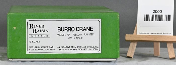 River Raisin S-scale burro crane model 40, yellow painted, OMI #1693.2, w/OB