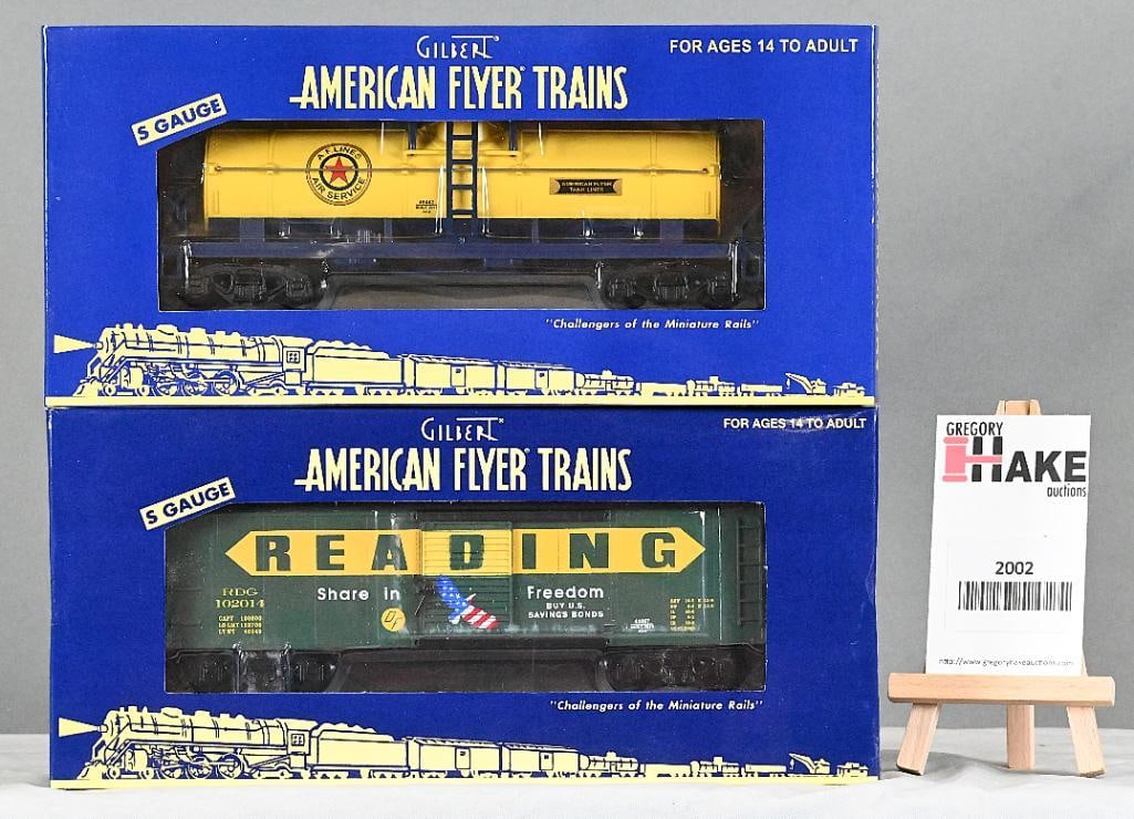 American Flyer 48442 American Flyer Lines tank car, 41007 TCA 2014 Reading RR Savings Bond boxcar,: American Flyer 48442 American Flyer Lines tank car, 41007 TCA 2014 Reading RR Savings Bond boxcar, w/OBs, C8