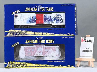 American Flyer 48874 2014 Christmas Boxcar, 48739 Holiday Caboose w/Obs