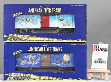 American Flyer 48384 2010 Holiday Season's Greetings Boxcar, 47974 2016 Christmas Boxcar w/Obs