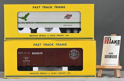 American Models Chicago & Western semi-trailer T-10, 1142 Rock Island 40' boxcar w/Obs