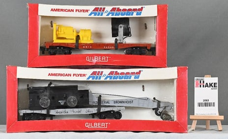 American Flyer All Aboard 24549 flood light car, 24569 wrecker car, w/OB