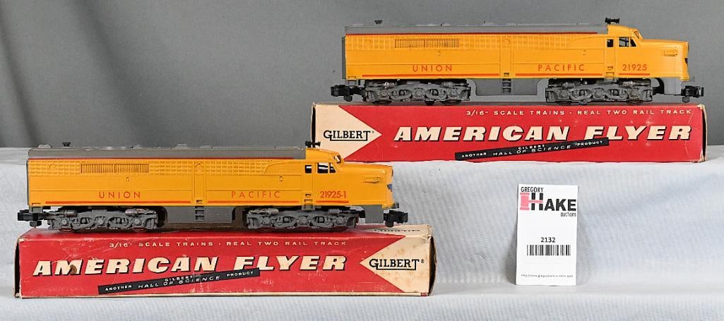 American Flyer HIGH GRADE 21925, 21925-1 Union Pacific Alco PA Powered & Dummy Locomotives w/: American Flyer HIGH GRADE 21925, 21925-1 Union Pacific Alco PA Powered & Dummy Locomotives with Original Boxes. These are outstanding! They have solid bright paint and graphics with original decals an