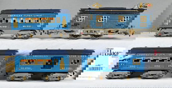 American Flyer Prewar O Gauge 3105 Locomotive two-tone blue passenger set