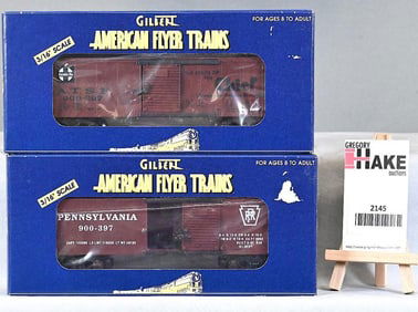 American Flyer 48329 Santa Fe Boxcar & 48330 Pennsylvania boxcar, w/OBs.