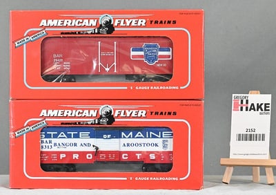 American Flyer 48316 B&A Refrigerator Car, 48313 B&A Boxcar, w/Obs