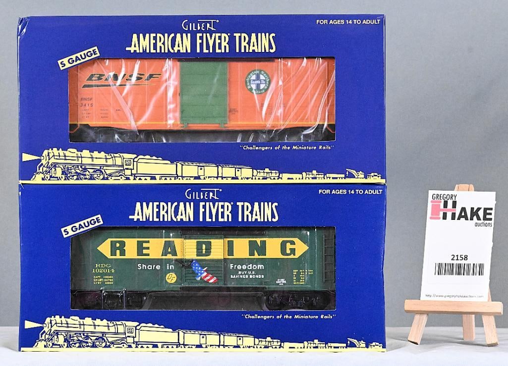 American Flyer NASG BNSF Waffle Sided Boxcar, 41007 TCA 2014 Reading Savings Bonds Boxcar, W/Obs: American Flyer NASG BNSF Waffle Sided Boxcar, 41007 TCA 2014 Reading Savings Bonds Boxcar, W/OBs, C9.