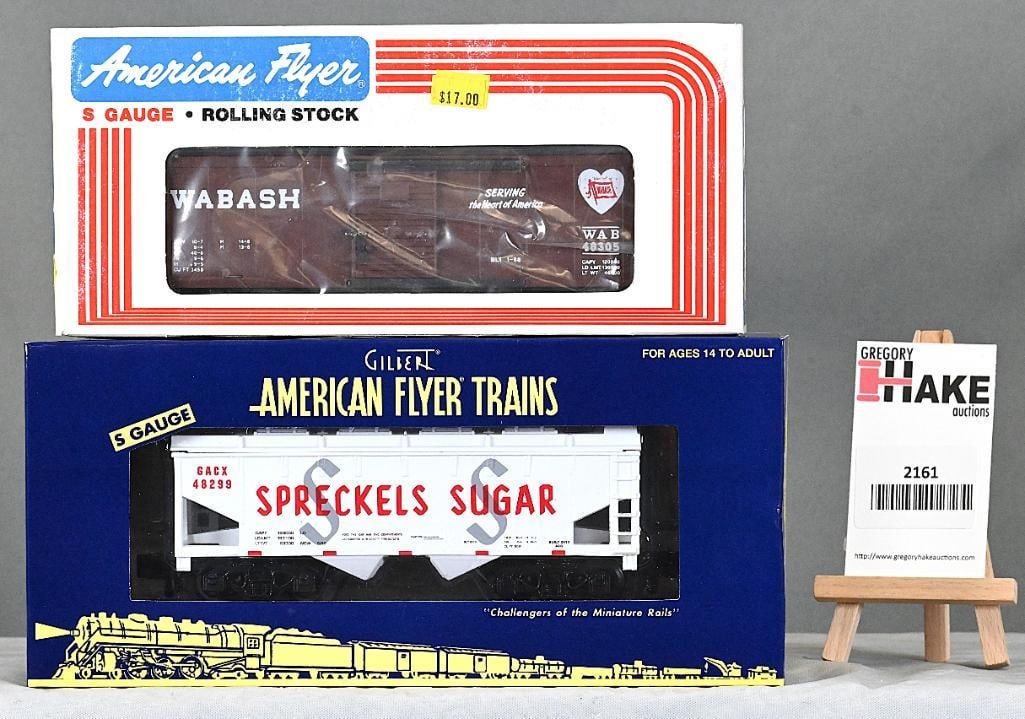 American Flyer 48305 Wabash Boxcar, 48299 TCA 2013 Spreckels Sugar Hopper, w/Obs (1 of 2)