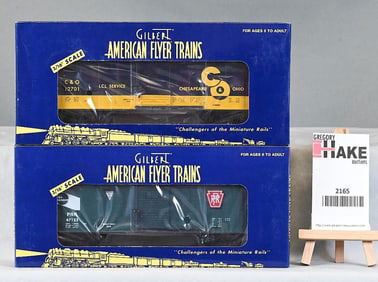 American Flyer 48347 C&O Boxcar, 48352 Pennsylvania Boxcar, w/Obs