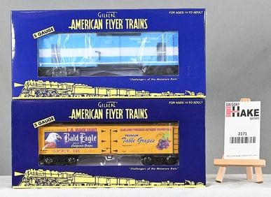 American Flyer 44154 TTOS Generator Car, 2101172 TCA 2021 Bald Eagle Grapes Reefer, w/Obs