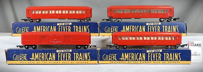 American Flyer Postwar New Haven 650 x3, 651 passenger cars w/Obs
