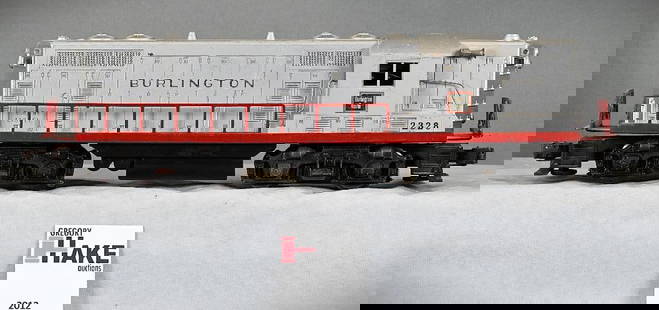 Lionel Postwar 2328 Burlington GP-7 Diesel Locomotive: Lionel Postwar 2328 Burlington GP-7 Diesel Locomotive, C6. Size 12x6x4