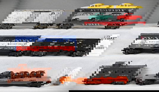 Group of lionel Postwar Freight Cars - 3454, 3456, 6362, 3494-275, 6414 and 6457: Group of lionel Postwar Freight Cars - 3454, 3456, 6362, 3494-275, 6414 and 6457, C6/7. Size 12x10x10