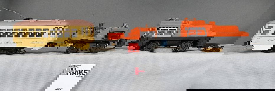 Lionel Postwar 50 Gang Car, 3927 Track Cleaning Car and 60 Blue Lettered Troller: Lionel Postwar 50 Gang Car, 3927 Track Cleaning Car and 60 Blue Lettered Troller, C6. Size 8x6x5