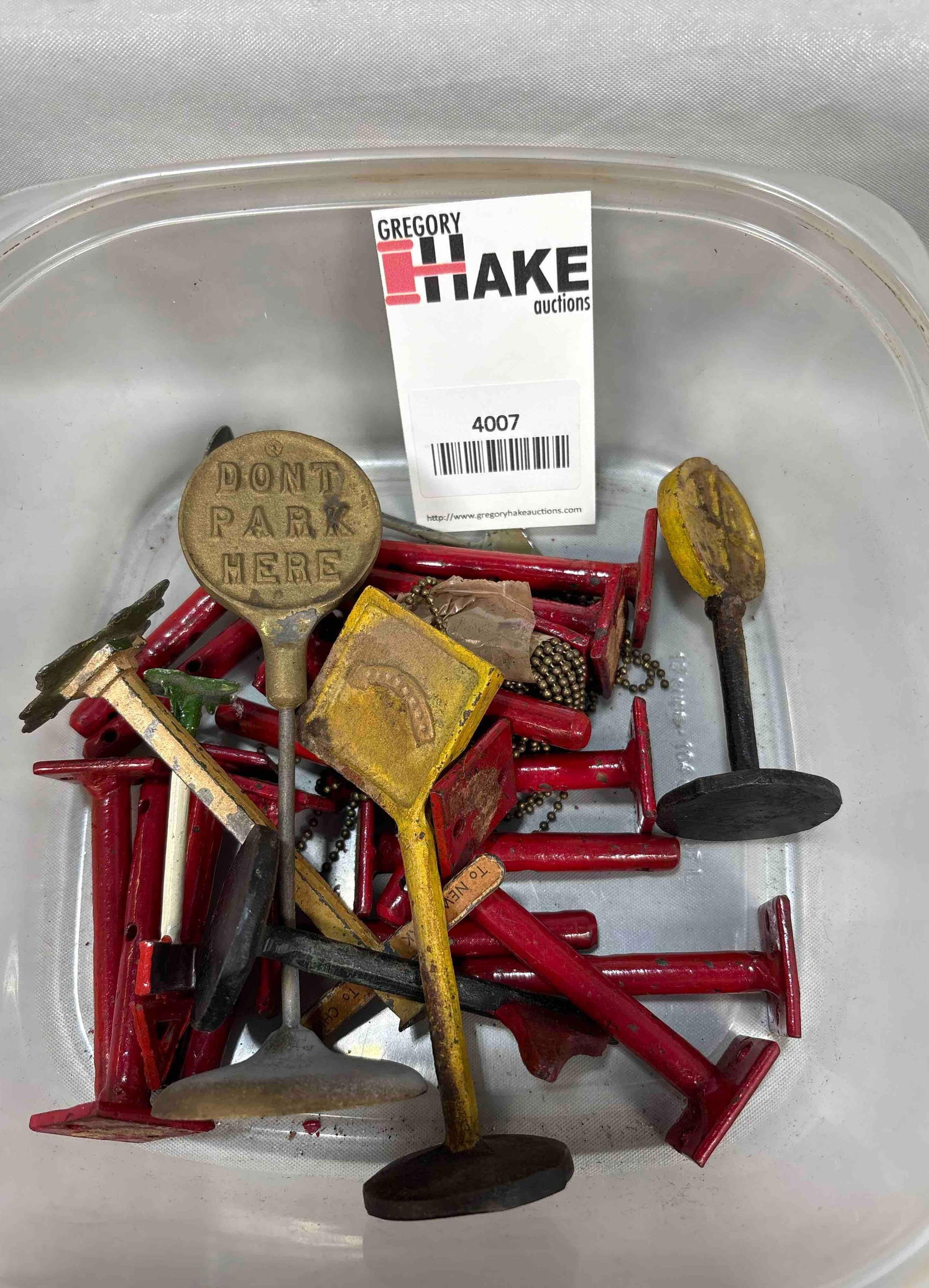 Box Lot of Prewar Diecast Signs and Pieces (1 of 1)