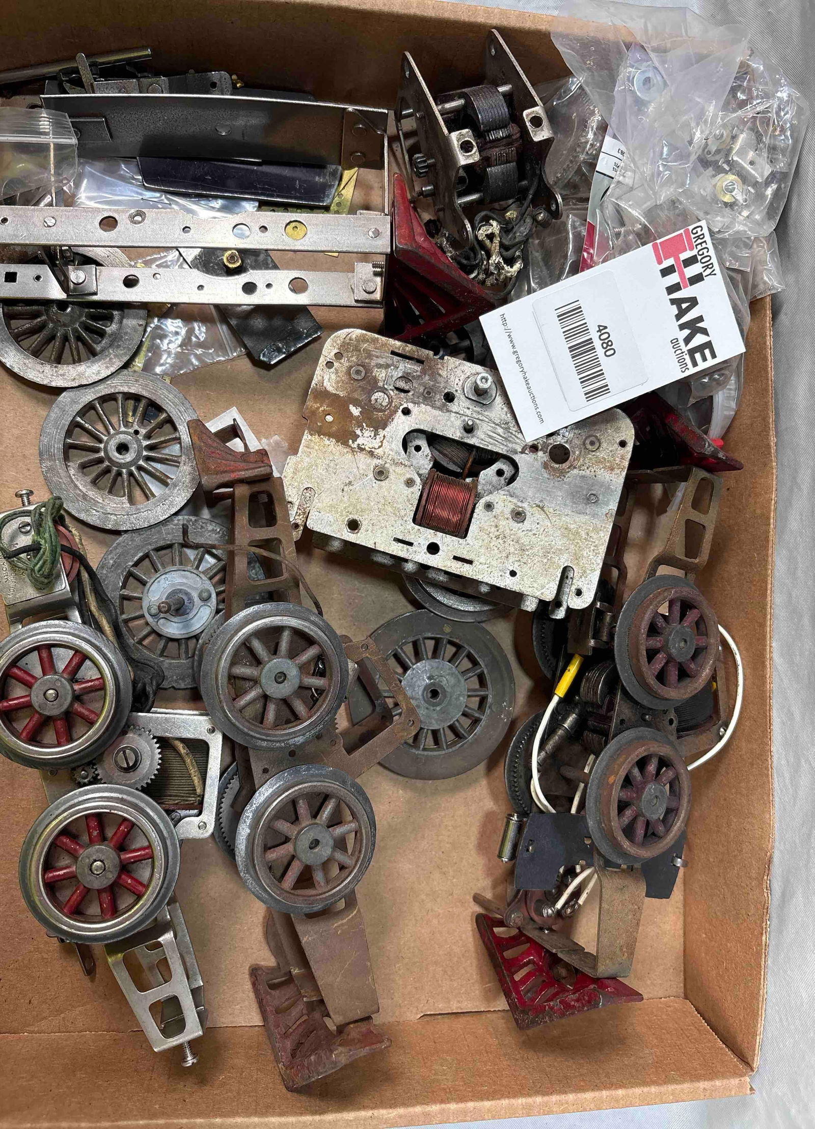 Box Lot of Prewar Standard Gauge Motors & Wheel Sets w/Frames (1 of 1)