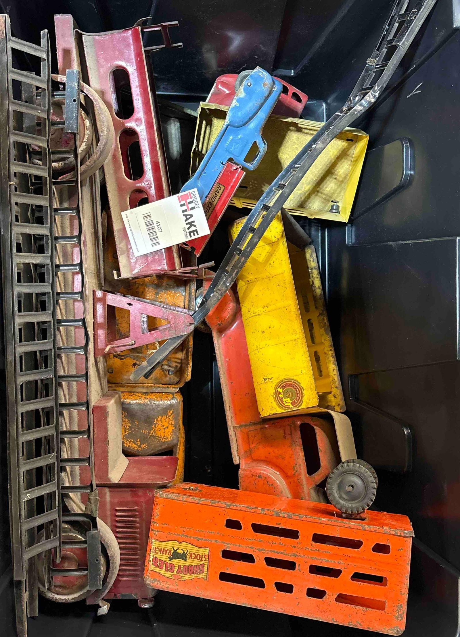 Extra Large Box Lot of Prewar Pressed Steel Trucks (1 of 1)