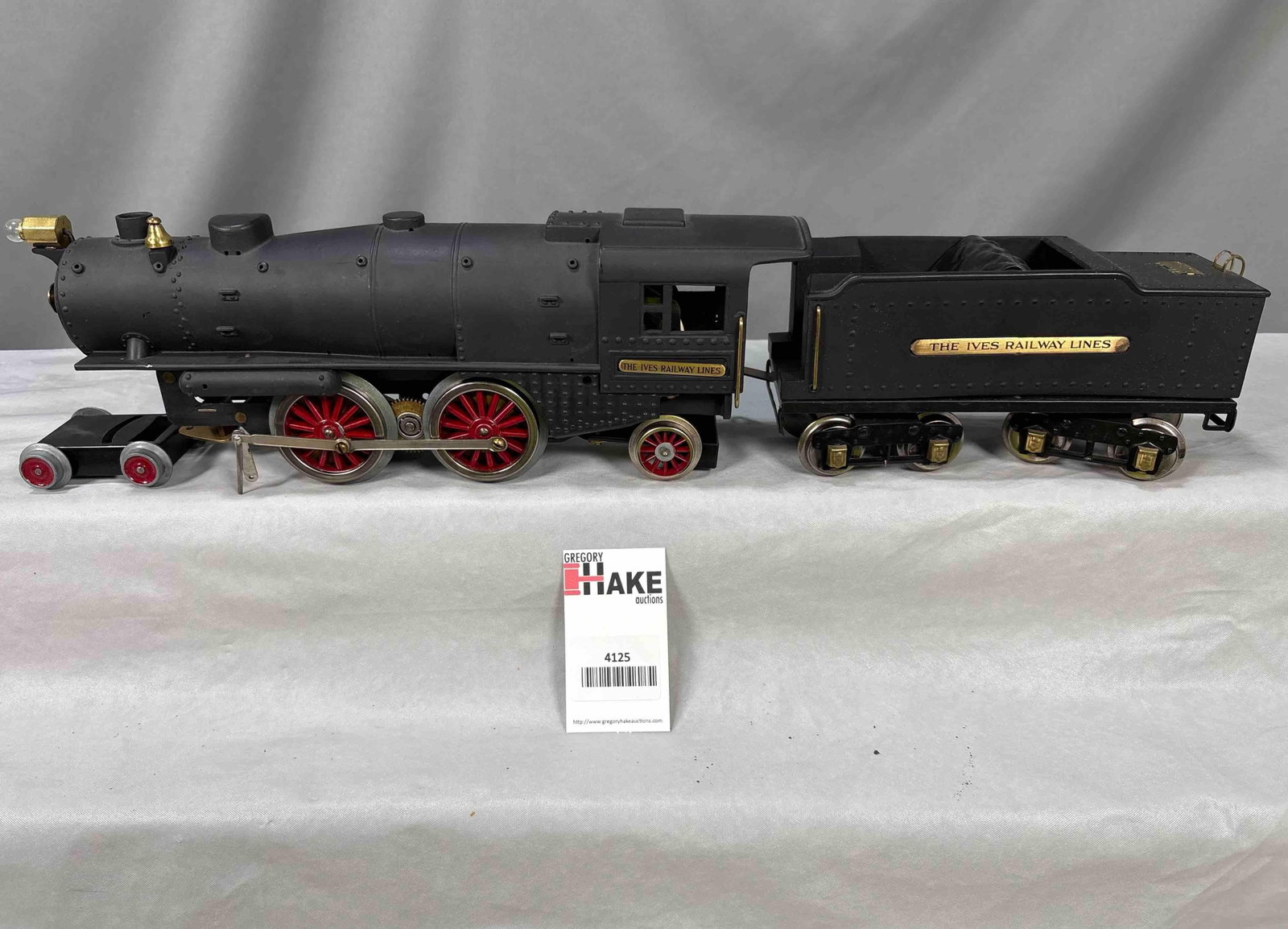 Prewar Ives Wide Gauge 1134 Steam Locomotive & Tender: Prewar Ives Wide Gauge 1134 Steam Locomotive & Tender restored to C8. Some pieces are missing.