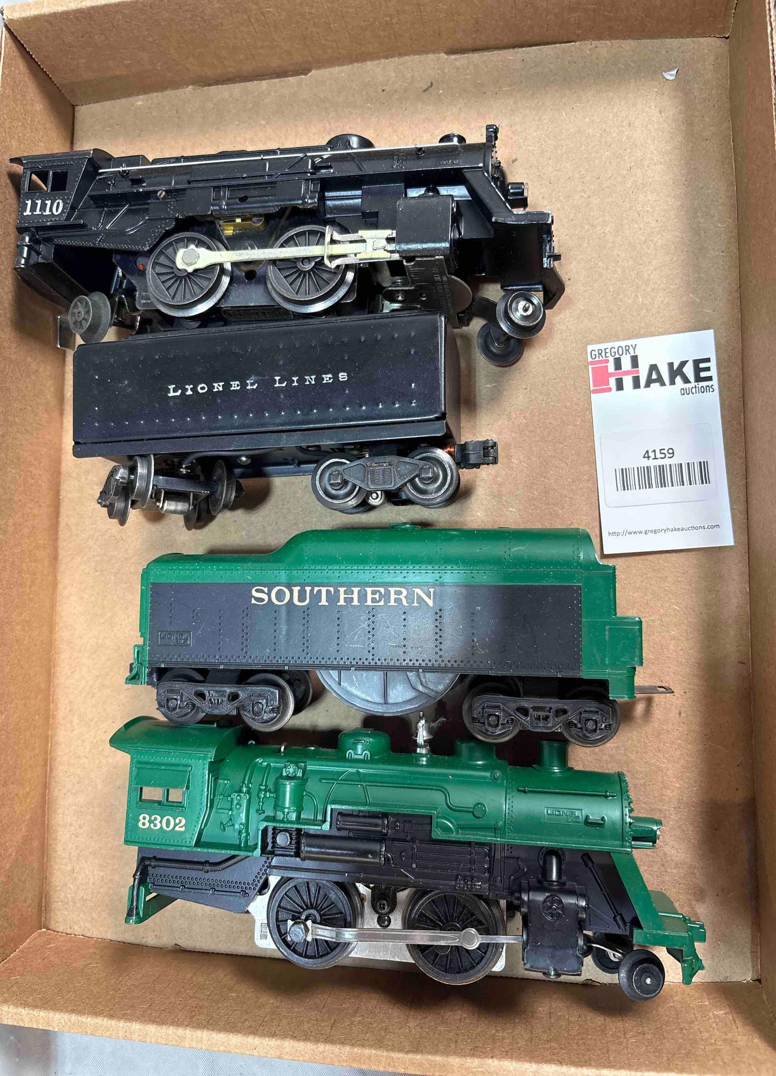 Box Lot of Prewar Lionel 1110 & 8302 Locomotives & Tenders.: Box Lot of Prewar Lionel 1110 & 8302 Locomotives & Tenders. Lionel 1110 is restored to C7 & 8302 C7.