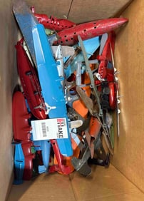 Box Lot of Prewar Pressed Steel Airplanes & Parts