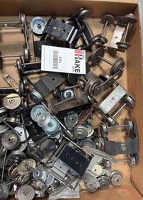 Box Lot of Standard Gauge Trucks & Wheels