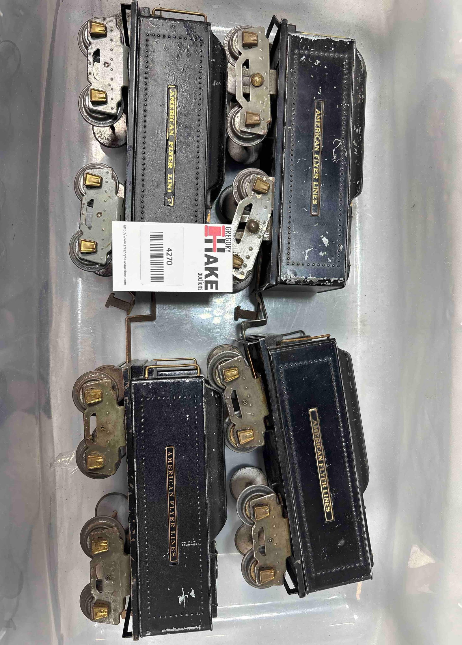 4 Prewar American Flyer Wide Gauge Tenders: 4 Prewar American Flyer Wide Gauge Tenders. C6