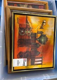 Box Lot of Framed Pictures & Lionel Catalogs