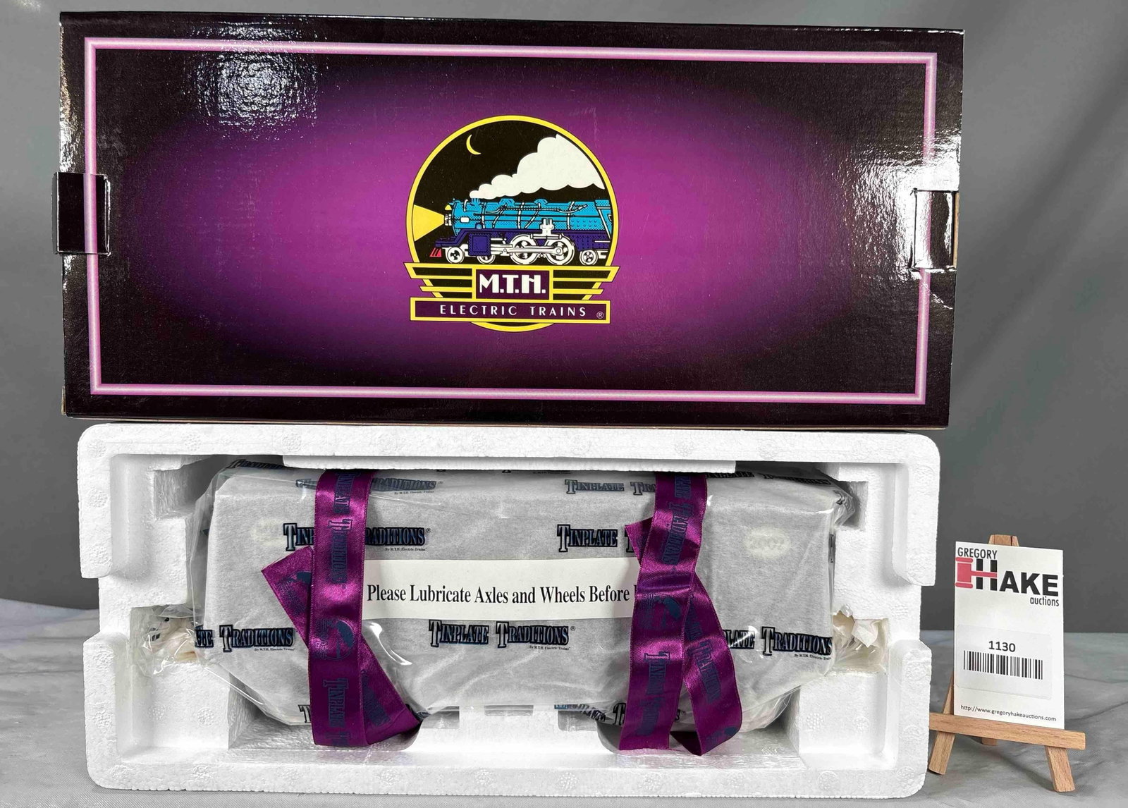 MTH Lionel #216 Standard Gauge Hopper: MTH Tinplate traditions reproduction of Lionel #216 hopper in Purple MTHRRC livery with black coal load C10 condition with OB SKU 10-2012