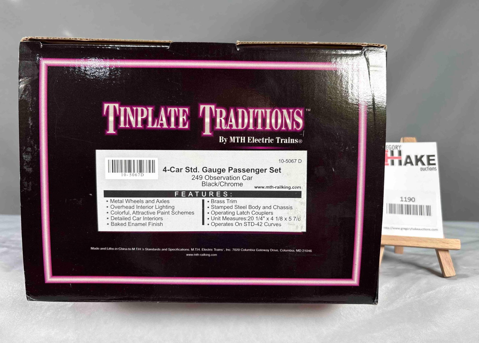 MTH Tinplate 400 Series Passenger Car: MTH Tinplate traditions 418 Series Car in outstanding black and chrome livery C10 with OB SKU 10-5067D