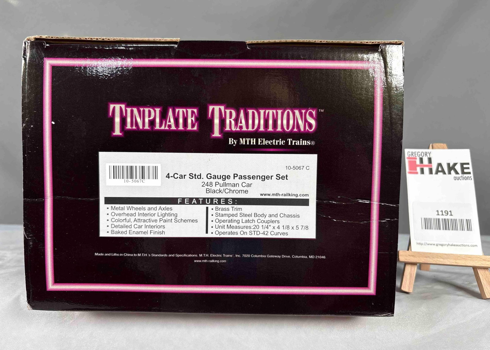 MTH Tinplate 400 Series Passenger Car: MTH Tinplate traditions 418 Series Car in outstanding black and chrome livery C10 with OB SKU 10-5067C